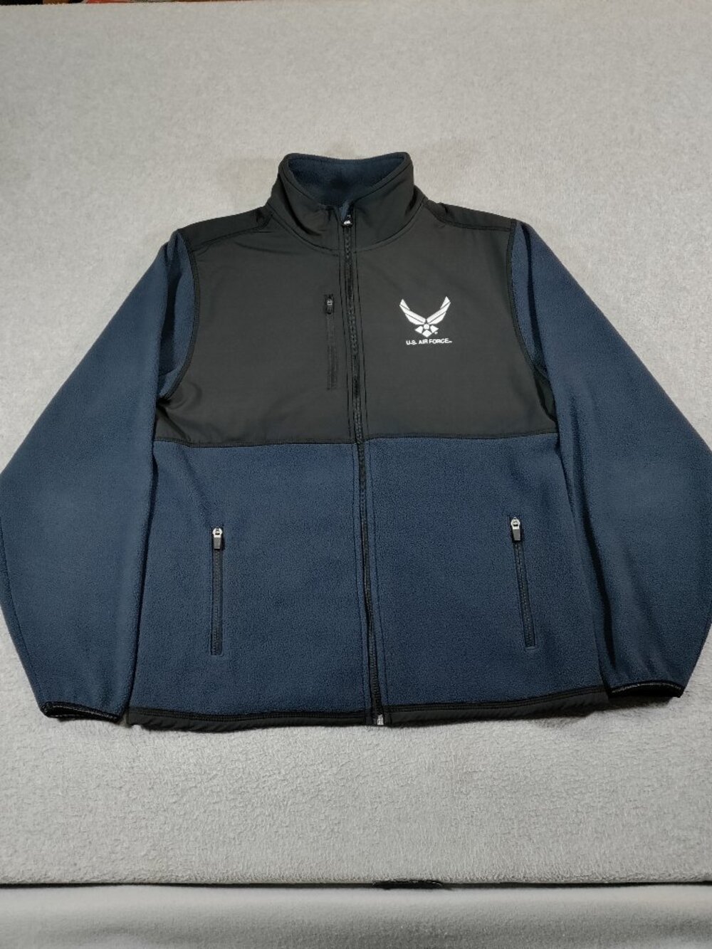 J America USAF Air Force Fleece Jacket Mens M Blue Black Full Zip Military